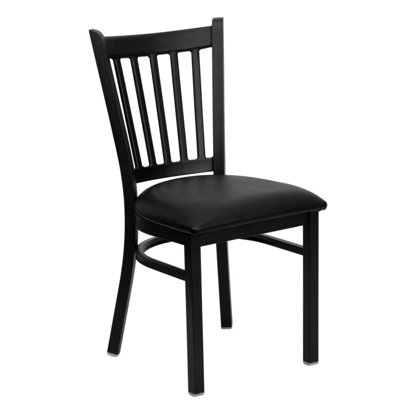 Flash Furniture XU-DG-6Q2B-VRT-BLKV-GG Restaurant Chair w/ Slat Back & Black Vinyl Seat