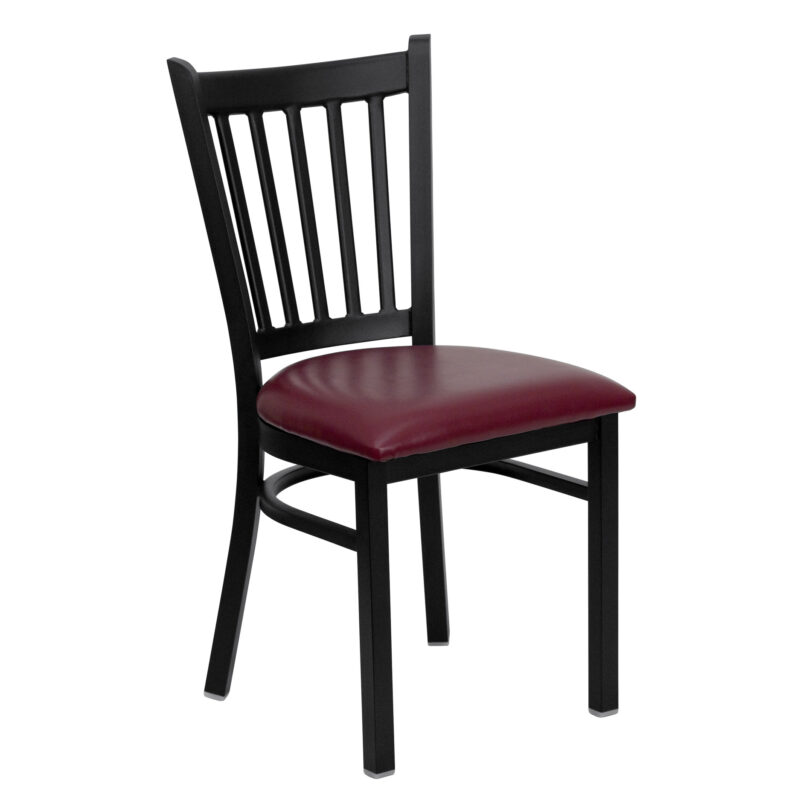 Flash Furniture XU-DG-6Q2B-VRT-BURV-GG Restaurant Chair w/ Slat Back & Burgundy Vinyl Seat