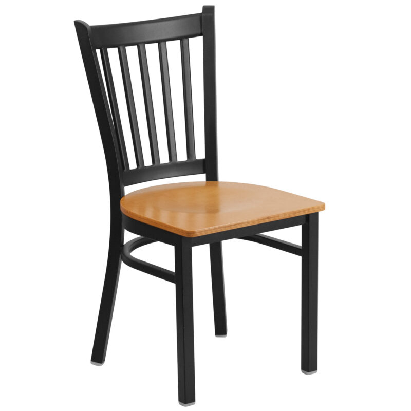 Flash Furniture XU-DG-6Q2B-VRT-NATW-GG Restaurant Chair w/ Vertical Slat Back & Natural Wood Seat