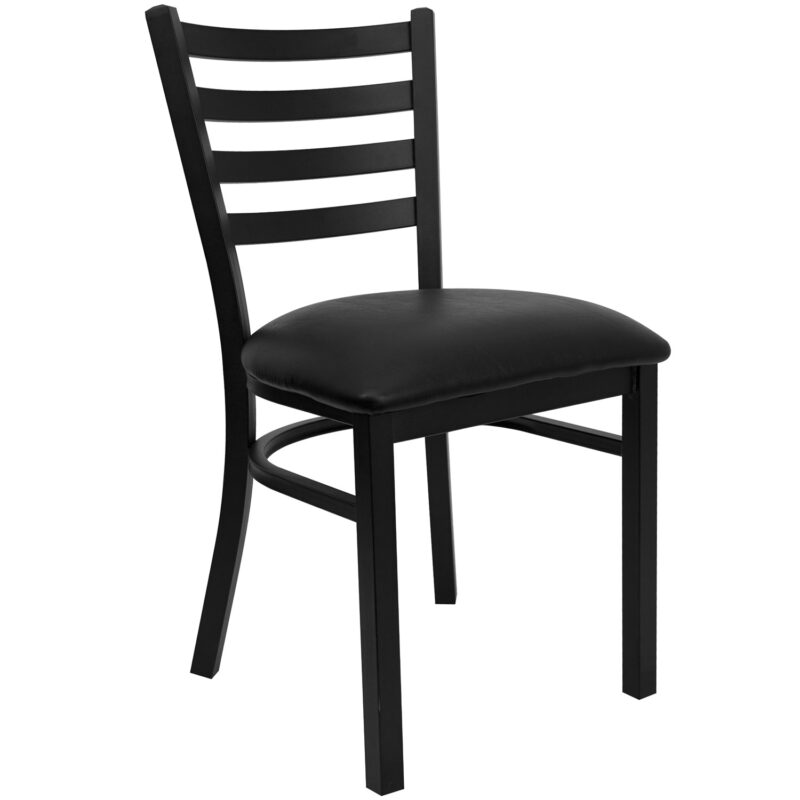 Flash Furniture XU-DG694BLAD-BLKV-GG Restaurant Chair w/ Ladder Back & Black Vinyl Seat