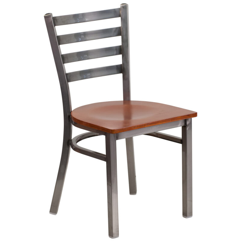 Flash Furniture XU-DG694BLAD-CLR-CHYW-GG Metal Restaurant Chair w/ Ladder Back & Cherry Wood Seat