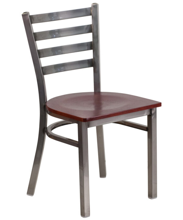 Metal Restaurant Chair | Flash Furniture XU-DG694BLAD-CLR-MAHW-GG | RHQ Supplies
