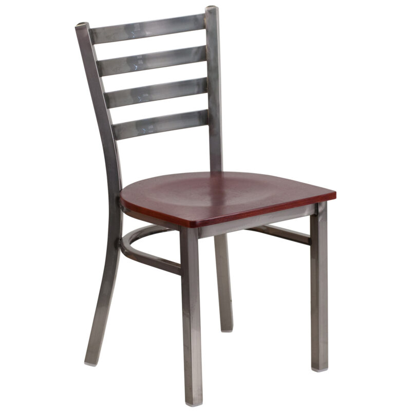 Flash Furniture XU-DG694BLAD-CLR-MAHW-GG Metal Restaurant Chair w/ Ladder Back & Mahogany Wood Seat