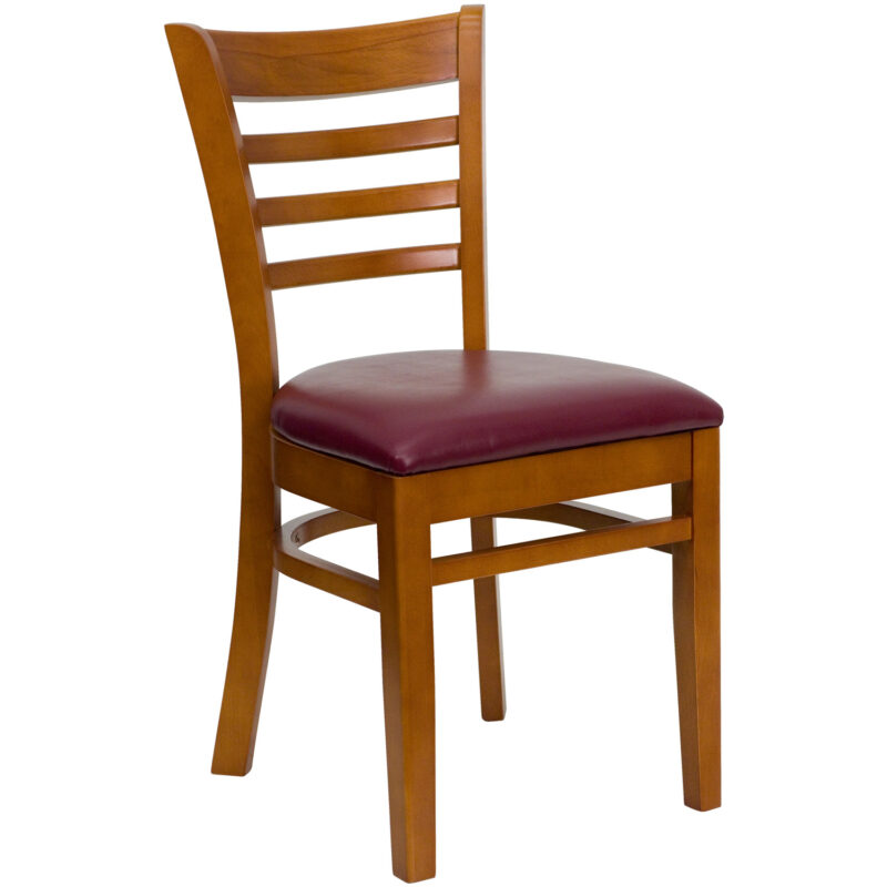 Flash Furniture XU-DGW0005LAD-CHY-BURV-GG Restaurant Side Chair w/ Burgundy Vinyl Seat