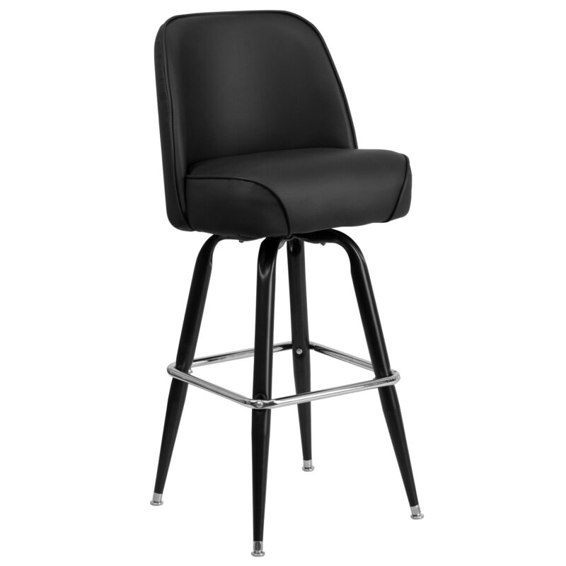Flash Furniture XU-F-125-GG Bar Stool w/ Black Vinyl Bucket Seat
