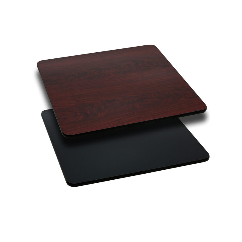Flash Furniture XU-MBT-2424-GG 24" Square Table Top with Reversible Black or Mahogany Laminate