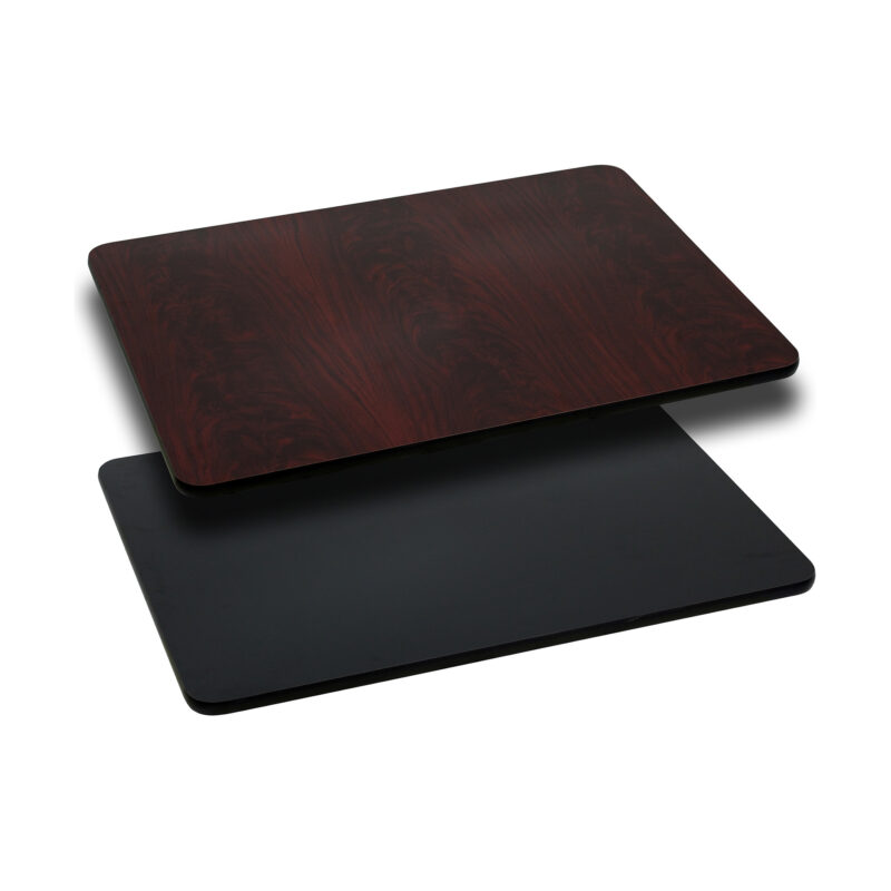 Flash Furniture XU-MBT-3048-GG 30" x 48" Rectangular Table Top with Reversible Black or Mahogany Laminate