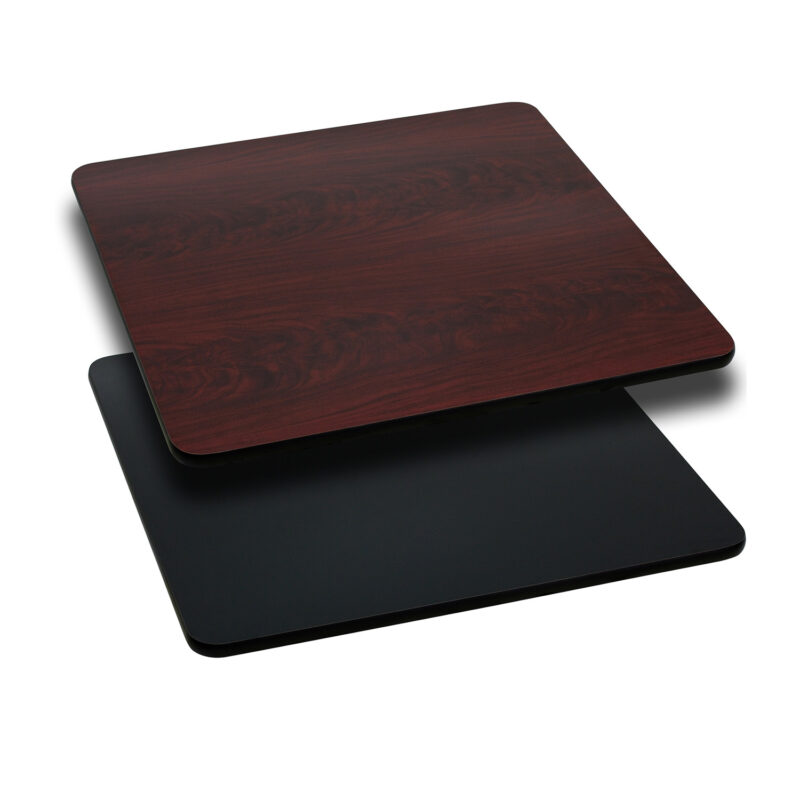 Flash Furniture XU-MBT-3636-GG 36" Square Table Top with Reversible Black or Mahogany Laminate
