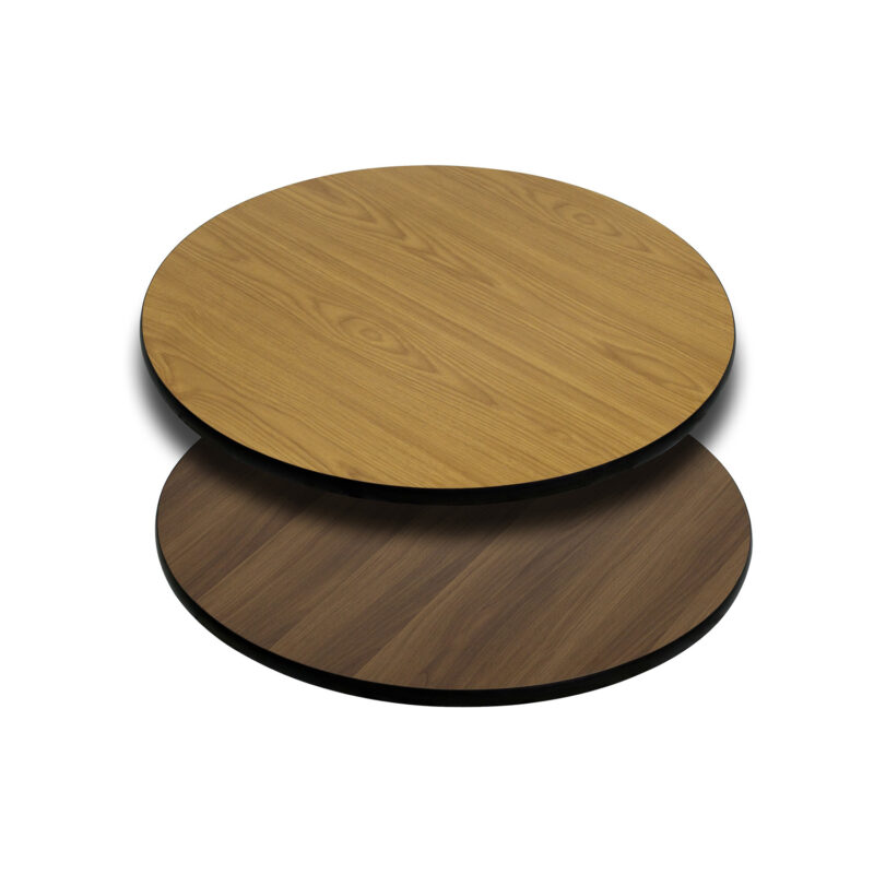 Flash Furniture XU-RD-24-WNT-GG 24" Walnut / Natural Laminated Round Reversible Table Top