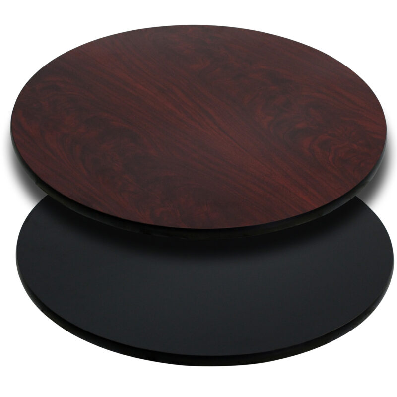 Flash Furniture XU-RD-36-MBT-GG 36" Black / Mahogany Laminated Reversible Round Table Top