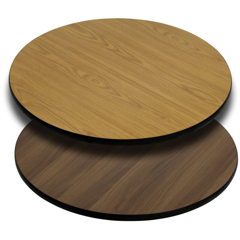 Flash Furniture XU-RD-36-WNT-GG 36" Walnut / Natural Laminated Reversible Round Table Top