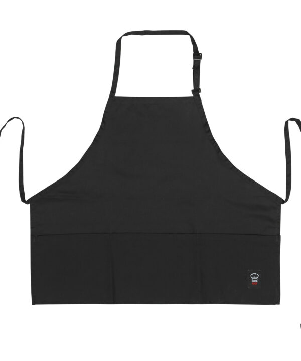 Winco BA-2724K Signature Chef Black Mid-Length Bib Apron with 3 Vertical Waist Pockets – (24″ x 27 1/2″)