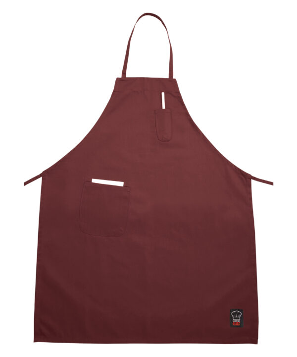 Winco BA-PBG Signature Chef Burgundy Full-Length Bib Apron with 2 Pockets – (33″ x 26″)