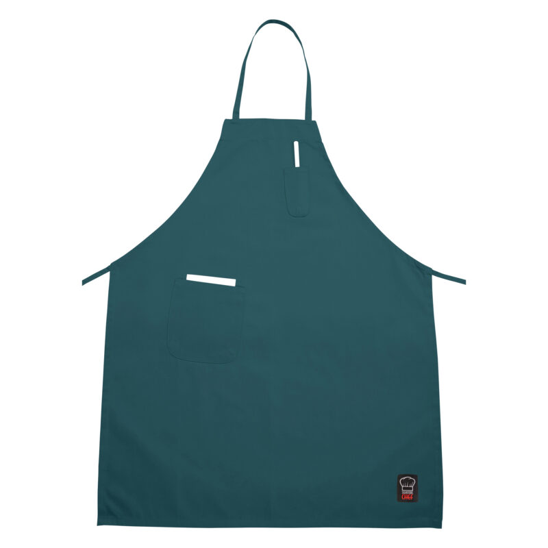 Winco BA-PGN Signature Chef Green Full-Length Bib Apron with 2 Pockets - (33" x 26")