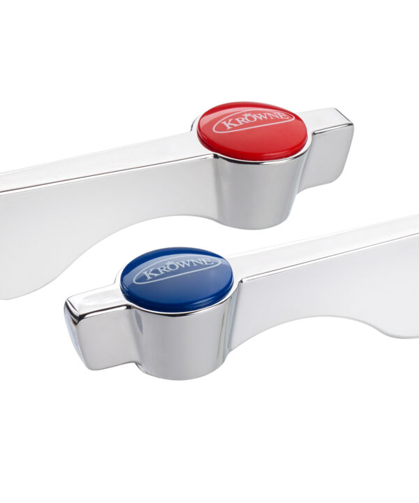 Krowne 21-306 Royal Series lever faucet handle repair kit in chrome, two handles with hot and cold indicators