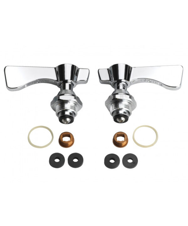 Krowne 21-355L Silver Series compression valve repair kit with silver handles, front view