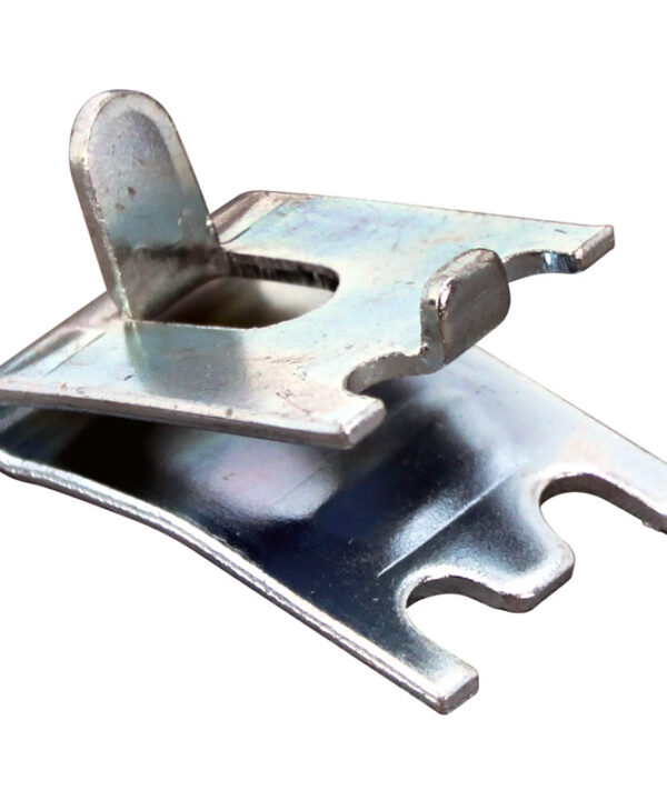 AllPoints 23-202 pilaster shelf clip with tab in silver zinc-plated steel, front view