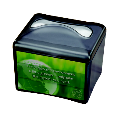San Jamar H4003TBK Venue tabletop interfold napkin dispenser in translucent black pearl, front view