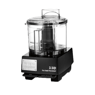 Waring WFP14SW 3.5 Qt. batch bowl food processor in white with clear sealed bowl, front view
