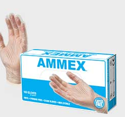 Ammex Clear Powder-free XL-Large Vinyl Disposable Gloves – (Pack of 100)