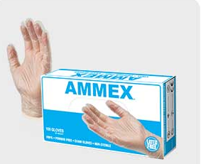 Ammex Clear Powder-free XL-Large Vinyl Disposable Gloves - (Pack of 100)