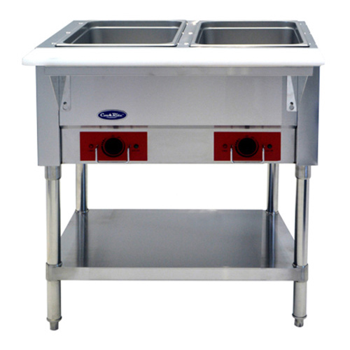 Atosa CSTEA-2C 2-well electric steam table in stainless steel, front view