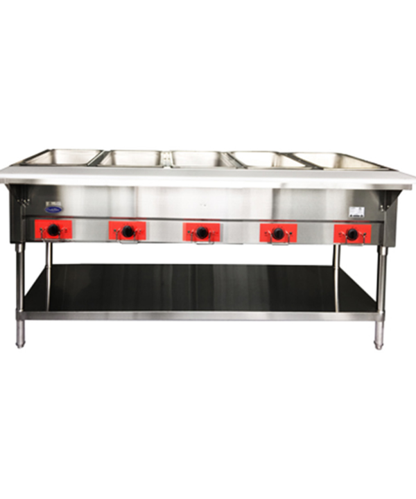 Atosa CookRite CSTEB-5C 5-well electric steam table in stainless steel, front view