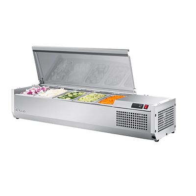 Turbo Air CTST-1200-N refrigerated countertop salad table in stainless steel, front view