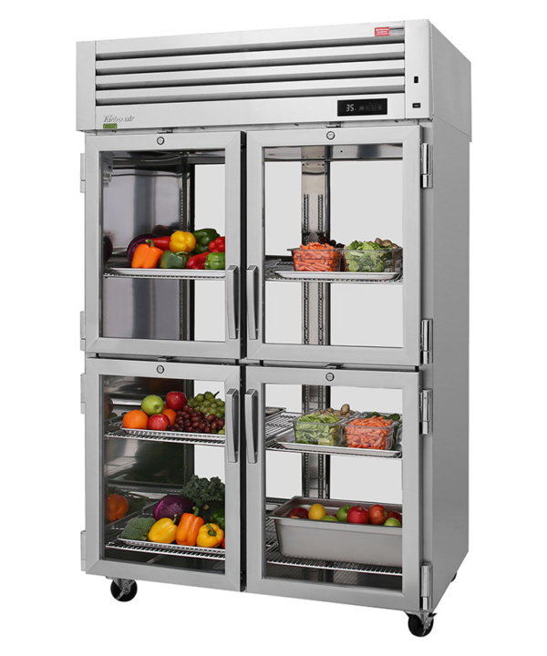 Turbo Air PRO-50-4R-GS-PT-N pass-thru refrigerator in stainless steel, glass front door view