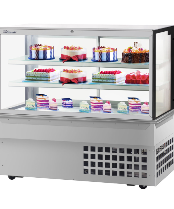 Turbo Air TBP60-54FDN drop-in refrigerated bakery display case in stainless steel, three-tier front view