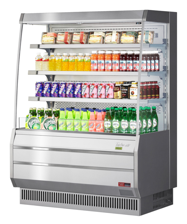 Turbo Air TOM-50MS-N vertical open display merchandiser in stainless steel, front view