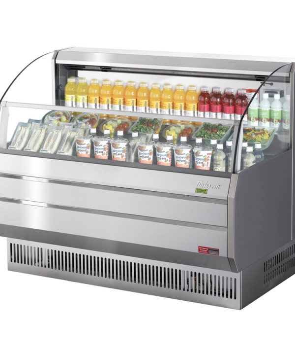 Turbo Air TOM-60SS-N horizontal open display merchandiser in stainless steel, front view