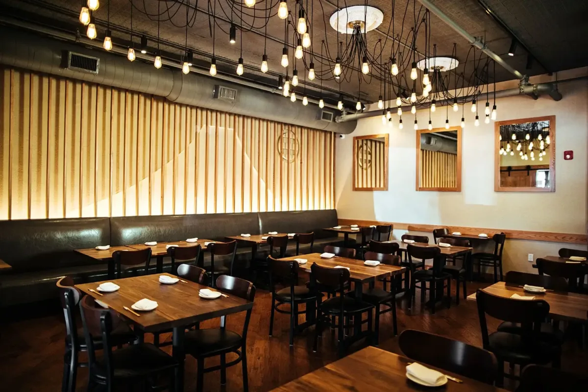Ebesu Robata & Sushi interior detail, robata & sushi restaurant in Plano, TX, designed and built by Restaurant Headquarters