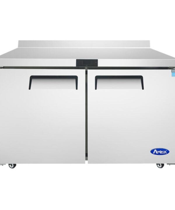 Atosa MGF8409GR 48" worktop refrigerator with backsplash in stainless steel, front view