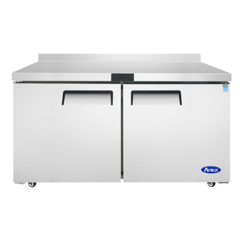 Atosa MGF8410GR 60" 2-Door Worktop Refrigerator with Backsplash