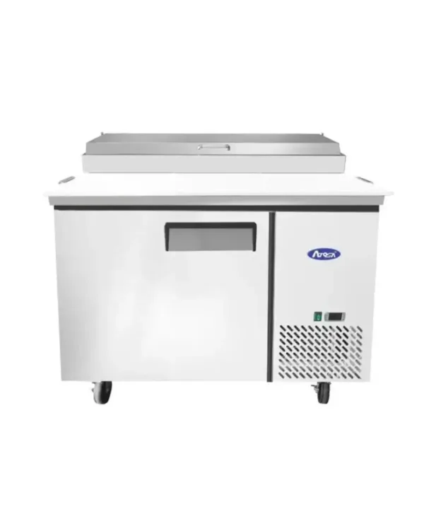 Atosa MPF8201GR 44 in. pizza prep table in stainless steel, front view