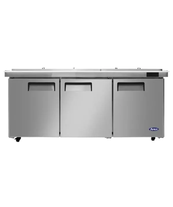Atosa MSF8308GR-NTCV 72-inch mega top sandwich prep table in stainless steel, front view