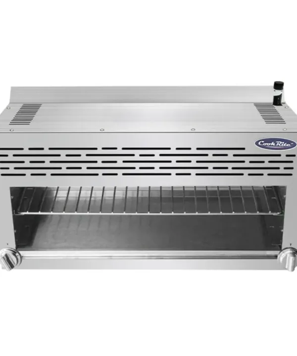 Atosa ATCM-36 36 inch cheesemelter front view with stainless steel exterior and infrared heating chamber | Restaurant Headquarters