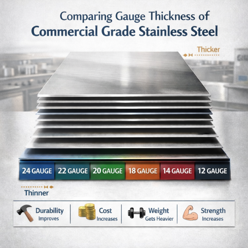 Cross section comparison of stainless steel sheets in different gauges showing thickness differences
