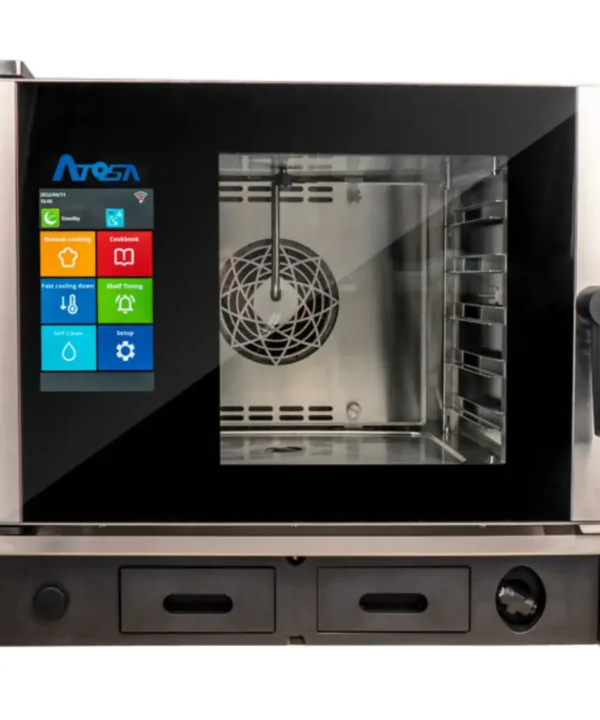 Atosa AEC-0511E Smart Touch Professional Combi Oven front view with touchscreen control panel and glass door | Restaurant Headquarters