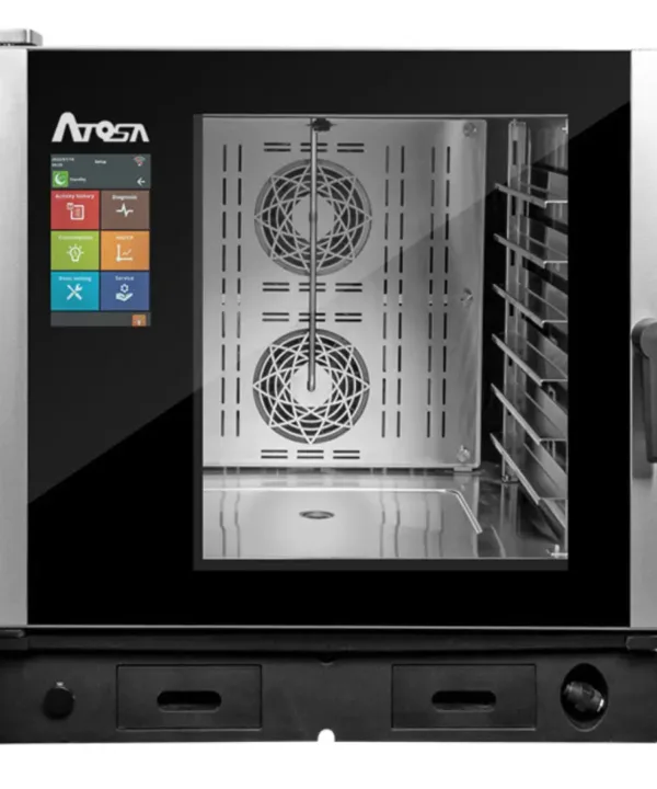 Atosa AEC-0621E Smart Touch Combi Oven front view with digital touchscreen control panel and glass door | Restaurant Headquarters
