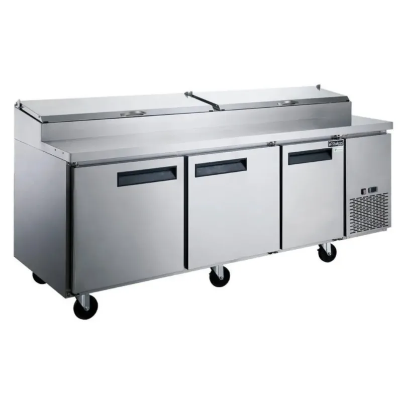 Dukers DPP90-12-S3 90" 3-Door Pizza Prep Table Refrigerator