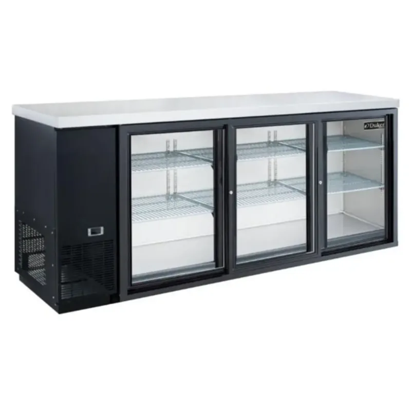 Dukers DBB72-S3 3-Door Sliding Glass Back Bar Cooler