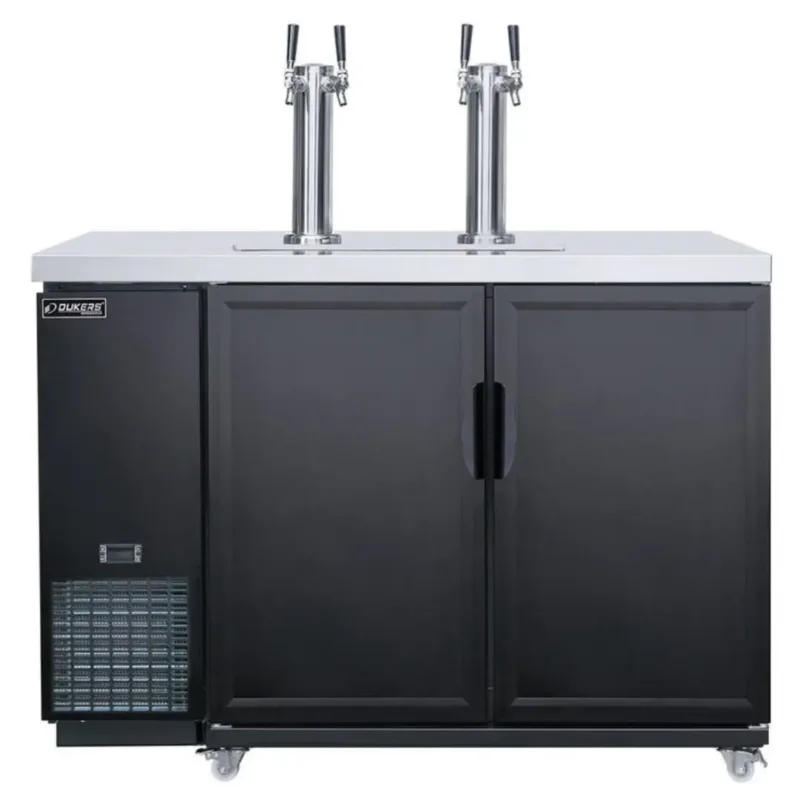 Dukers DKB48-M2 48" Dual Tap Kegerator Beer Dispenser - Holds up to Seven Sixth-Barrel Kegs