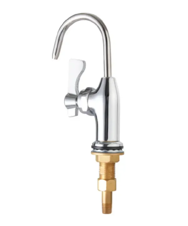 Krowne 16-550 Royal Series dipper well faucet in chrome-plated brass, gooseneck spout front view