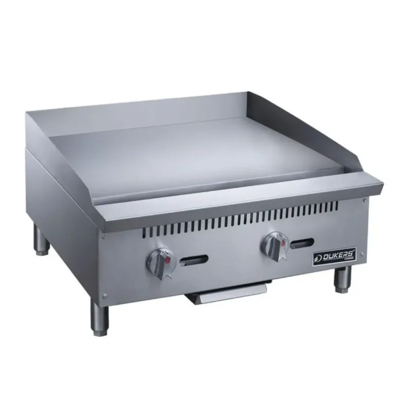 Dukers DCGMA24 24 Inch Gas Griddle with 2 Burners - 60,000 BTU