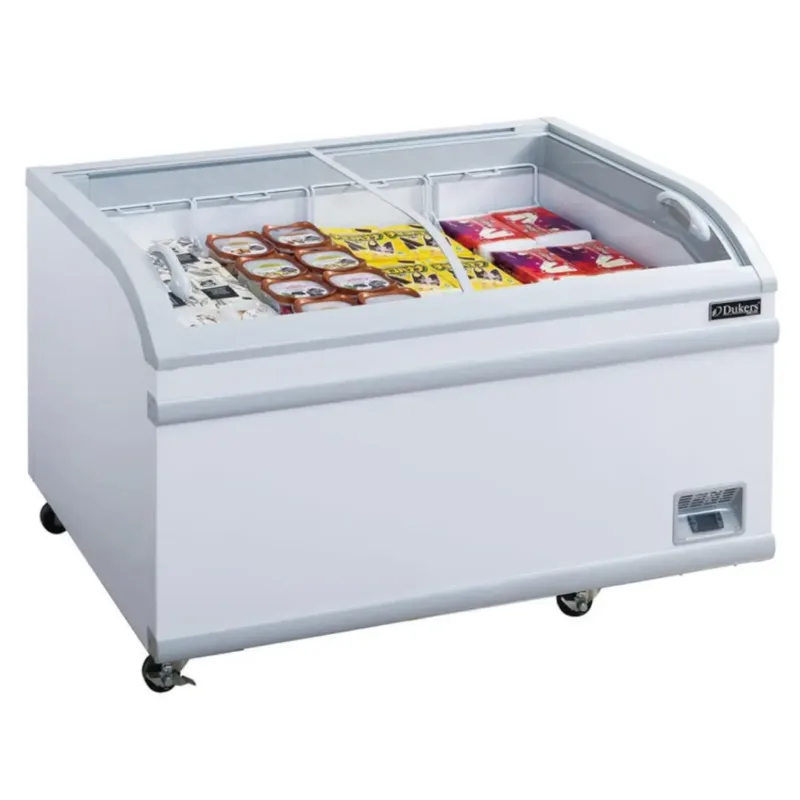 Dukers WD-700Y Commercial Glass Top Chest Freezer with Glass Sliding Lids - 24.72 cu. ft.