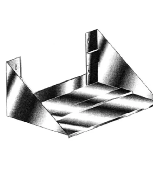 Klinger's Trading MCS2418 wall-mounted microwave shelf in stainless steel, right side view