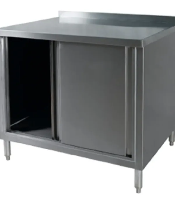 Klinger's Trading BCB2472 work table with cabinet base in stainless steel, front view