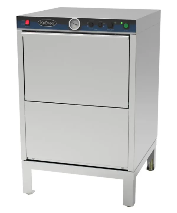 Krowne GWD-24 underbar low-temp door-type glasswasher in stainless steel, front view